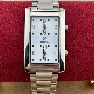 Like New Breil Dual Time Watch Solid Stainless Steel with Curved Mineral Crystal